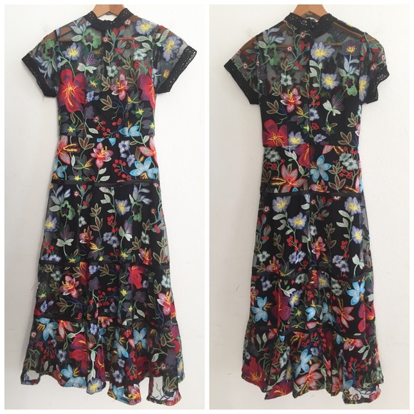 Anthropologie Vone Janine Embroidered Floral Dress - Picture 4 of 8